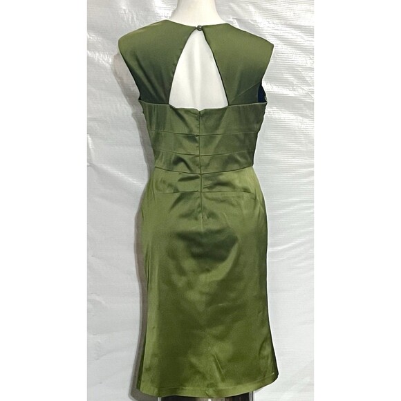 Donna Ricco Dress Womens 14 Green Satin Keyhole Back Sheath Skirt Formal Wedding - Picture 3 of 16